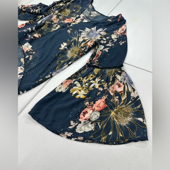 Jaase Floral Bell Sleeve Boho Blouse Tunic Festival Romantic Vibe Poet Top Small - Picture 7 of 14